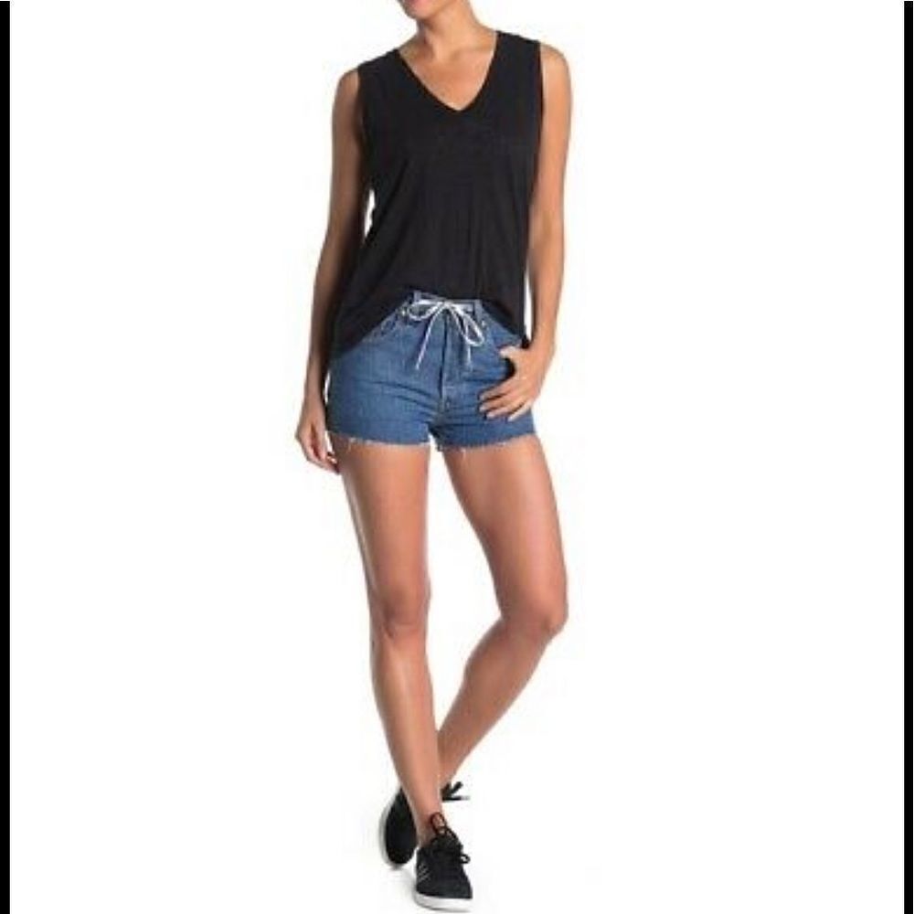 Levi's 501 High Rise Logo Drawstring Button Fly Denim Short Sz 29
